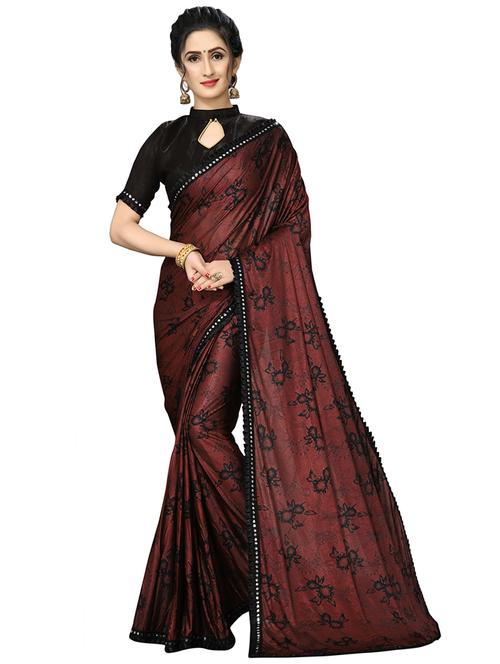 foil printed saree with blouse - 16817619 - Standard Image - 1