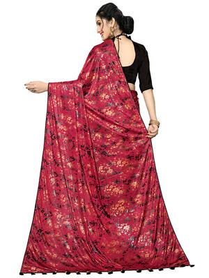 foil printed saree with blouse - 16817658 - Standard Image - 2