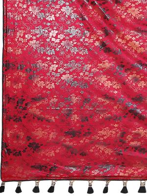 foil printed saree with blouse - 16817658 - Standard Image - 4
