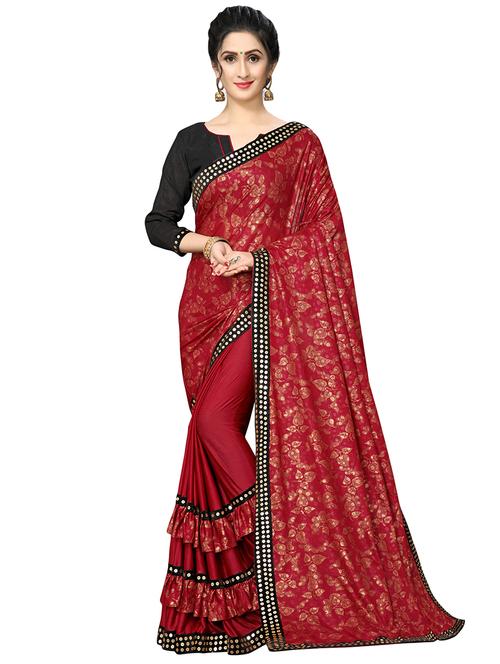 foil printed saree with blouse - 16817662 - Standard Image - 1