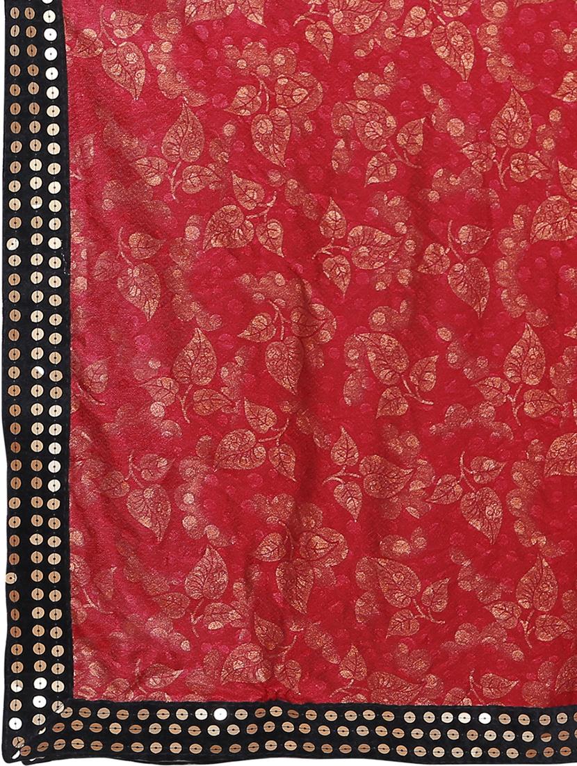 foil printed saree with blouse - 16817662 - Zoom Image - 4