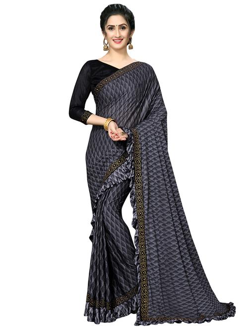 foil printed saree with blouse - 16817664 - Standard Image - 1