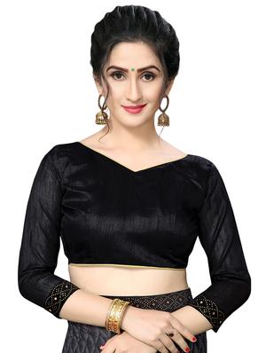 foil printed saree with blouse - 16817664 - Standard Image - 3