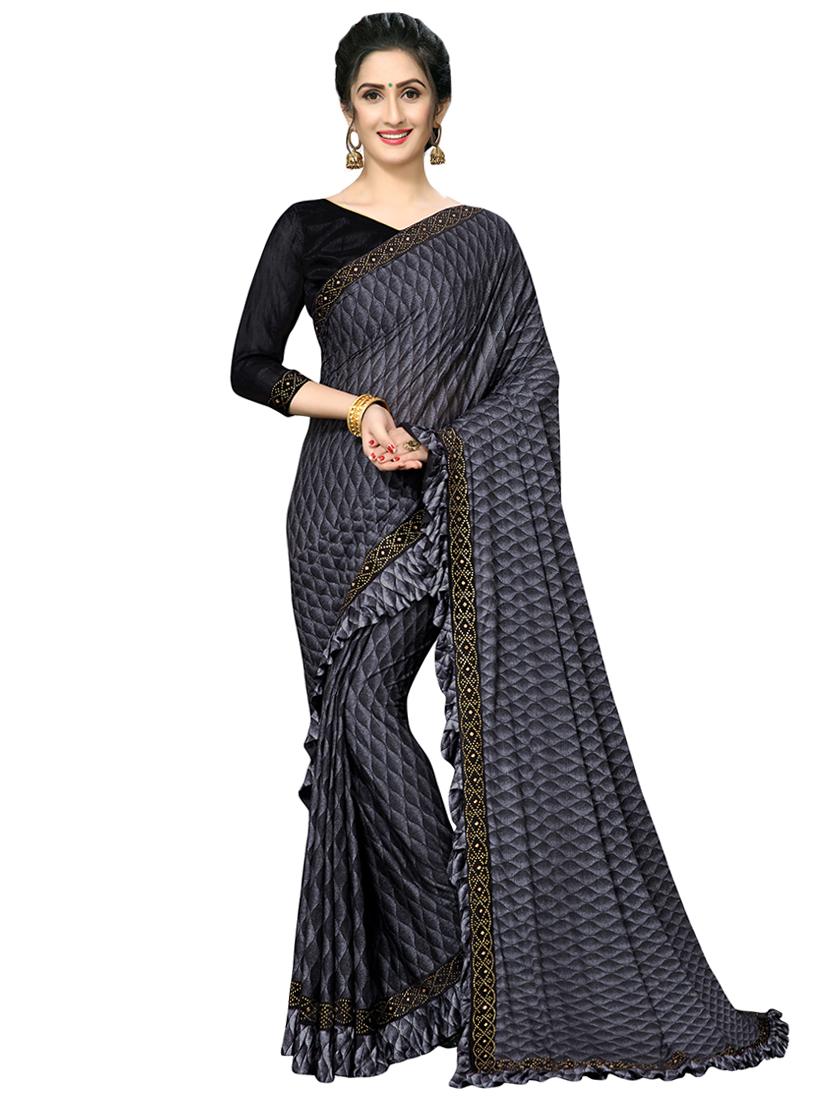 foil printed saree with blouse - 16817664 - Zoom Image - 1