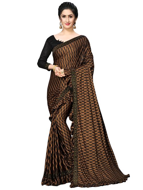 foil printed saree with blouse - 16817665 - Standard Image - 1