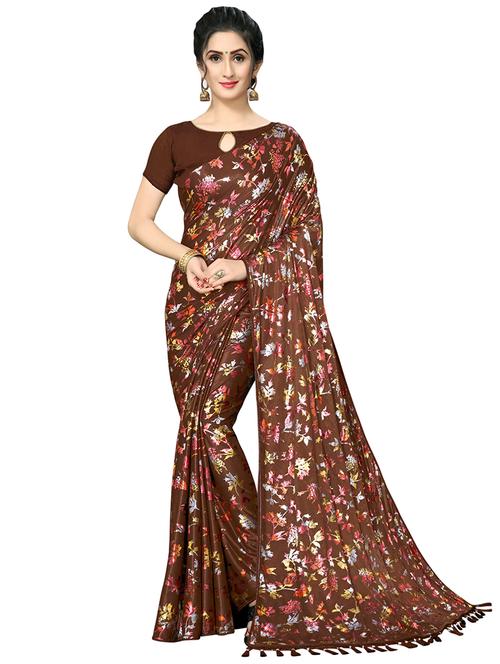 foil printed saree with blouse - 16817667 - Standard Image - 1