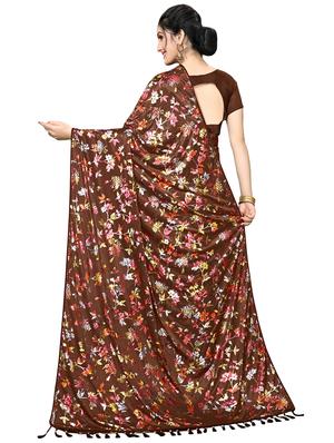foil printed saree with blouse - 16817667 - Standard Image - 2
