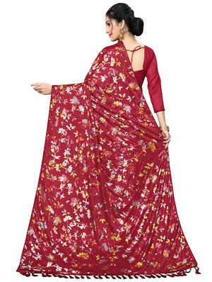 foil printed saree with blouse - 16817668 - Standard Image - 2