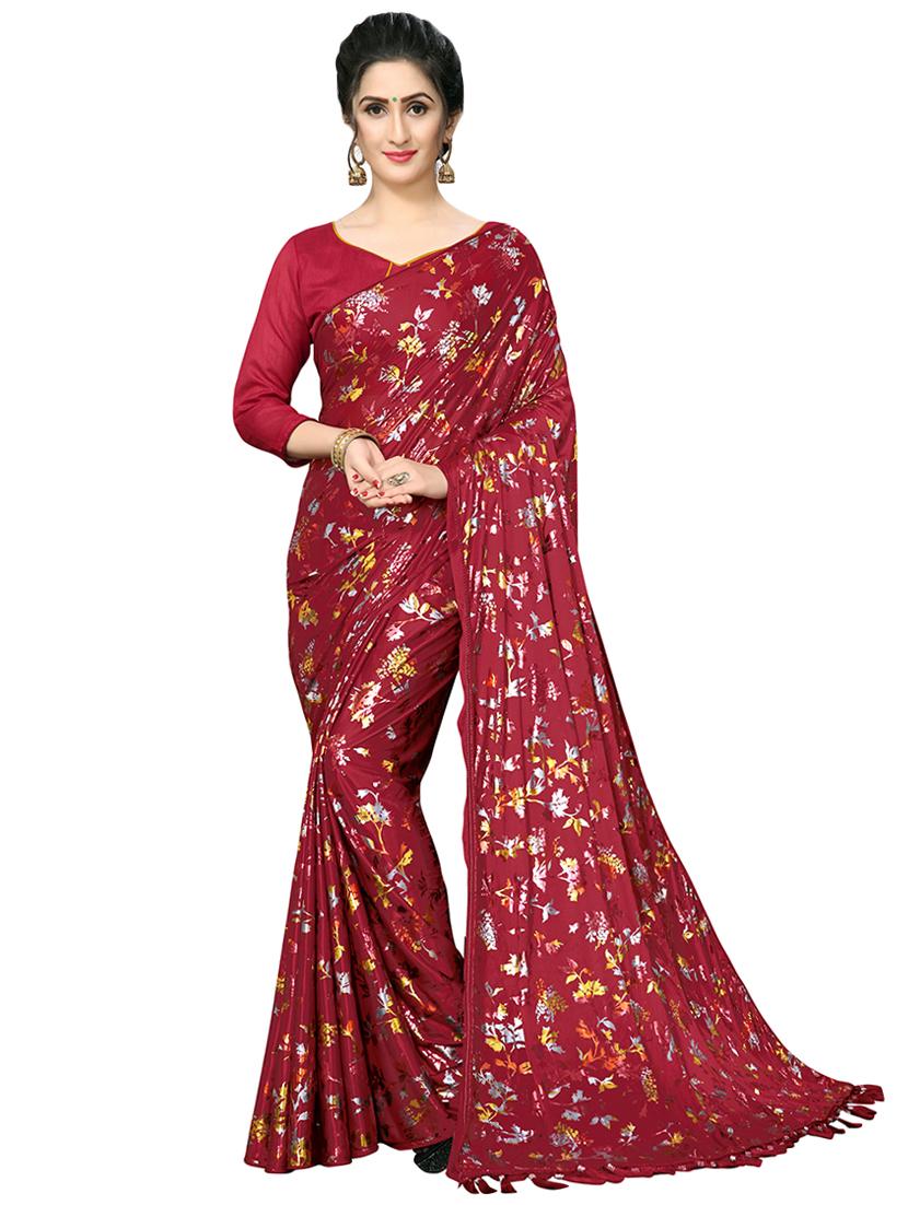 foil printed saree with blouse - 16817668 - Zoom Image - 1
