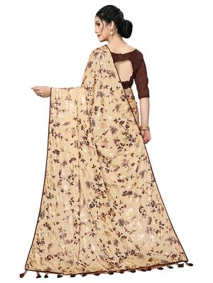 foil printed saree with blouse - 16817692 - Standard Image - 2