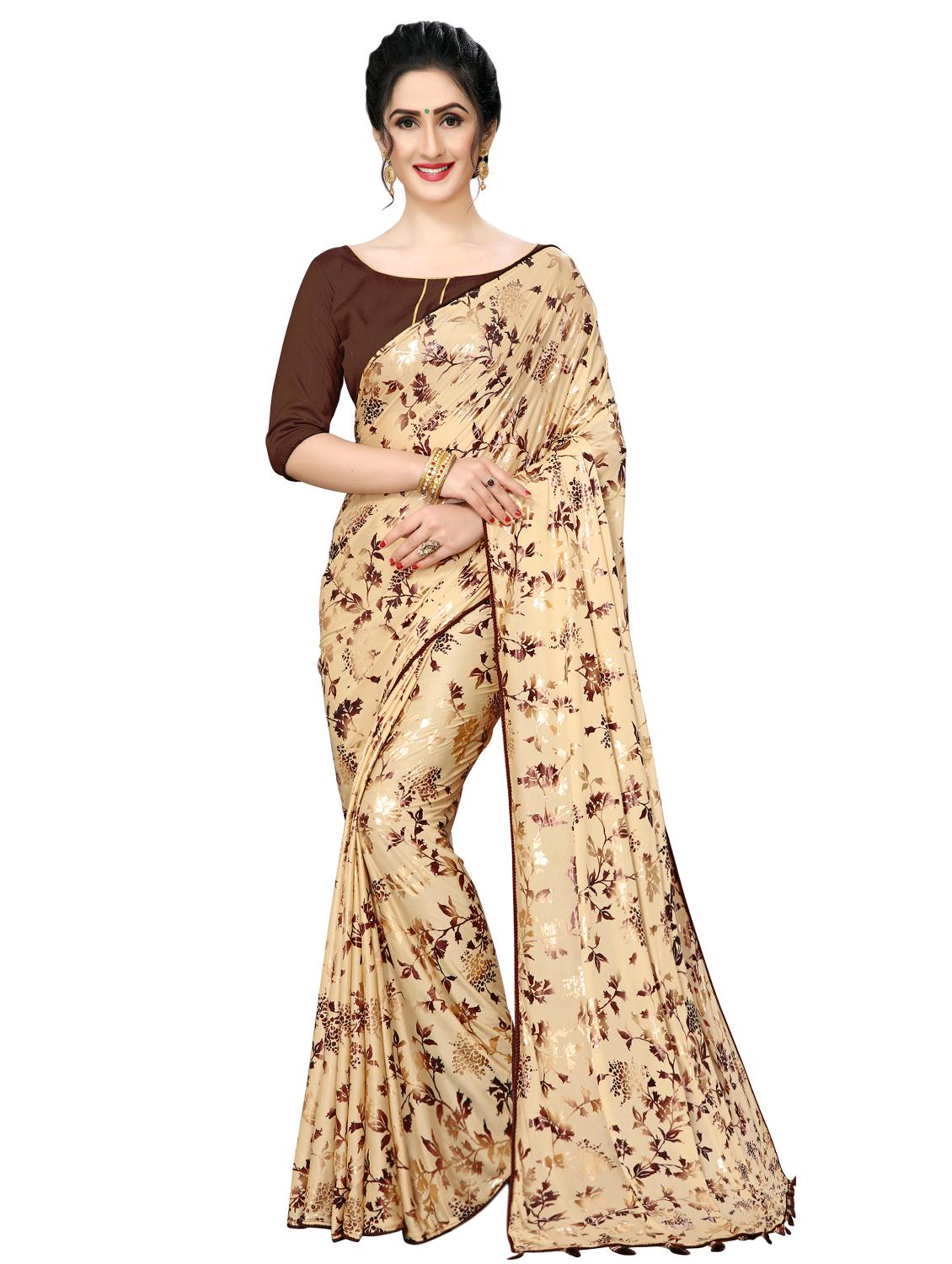 foil printed saree with blouse - 16817692 - Zoom Image - 1