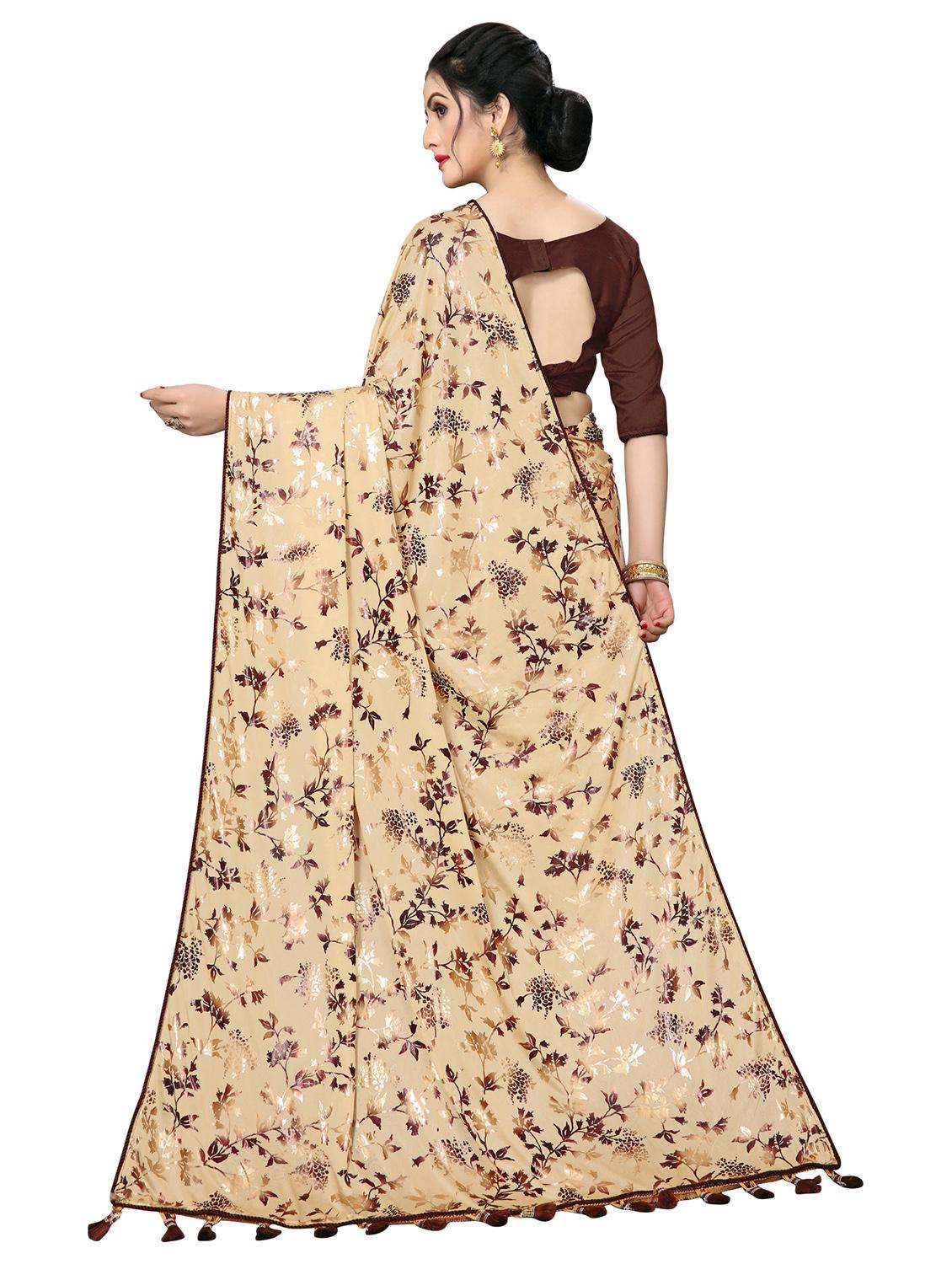 foil printed saree with blouse - 16817692 - Zoom Image - 2