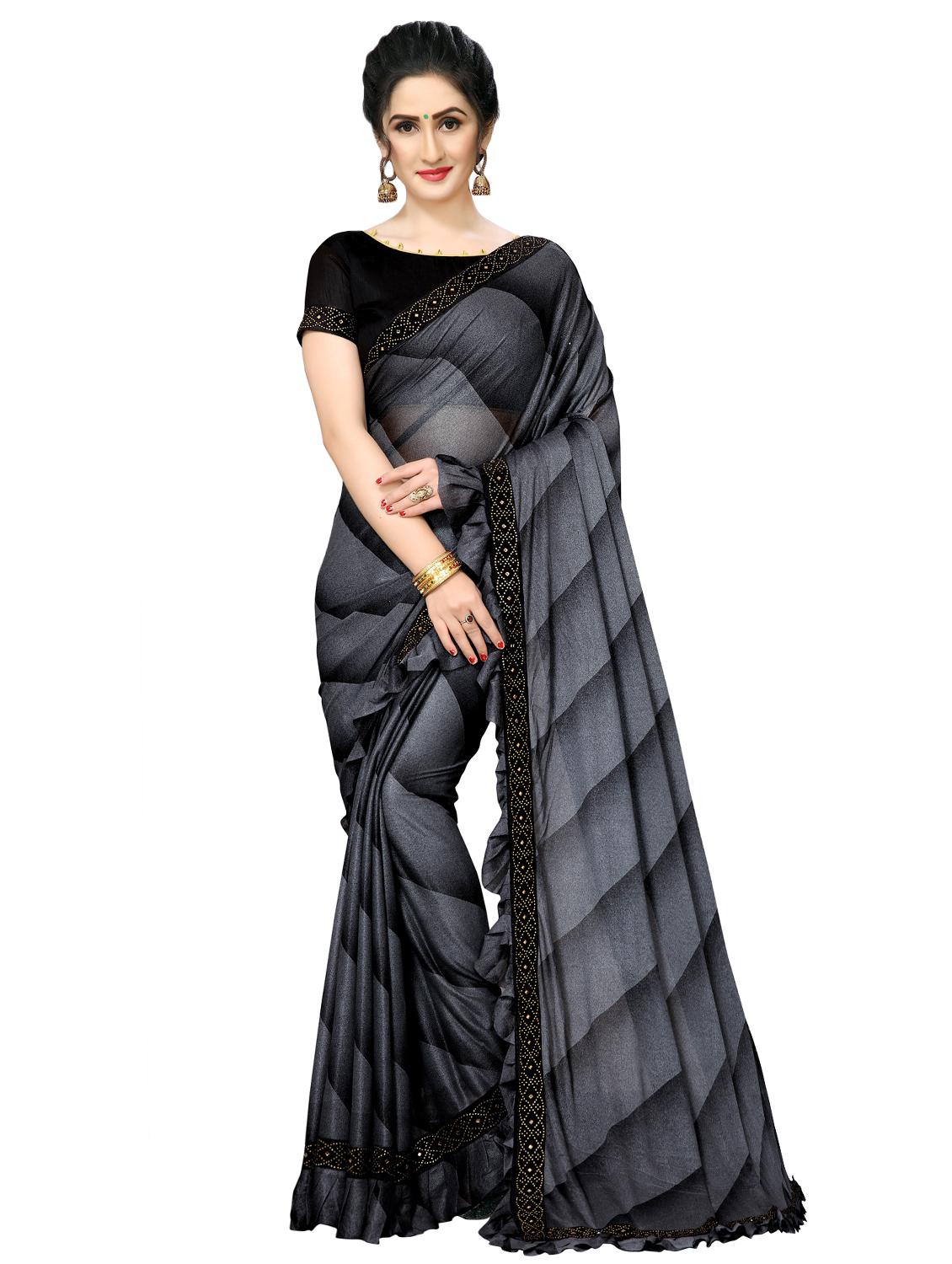foil printed saree with blouse - 16817697 - Zoom Image - 1