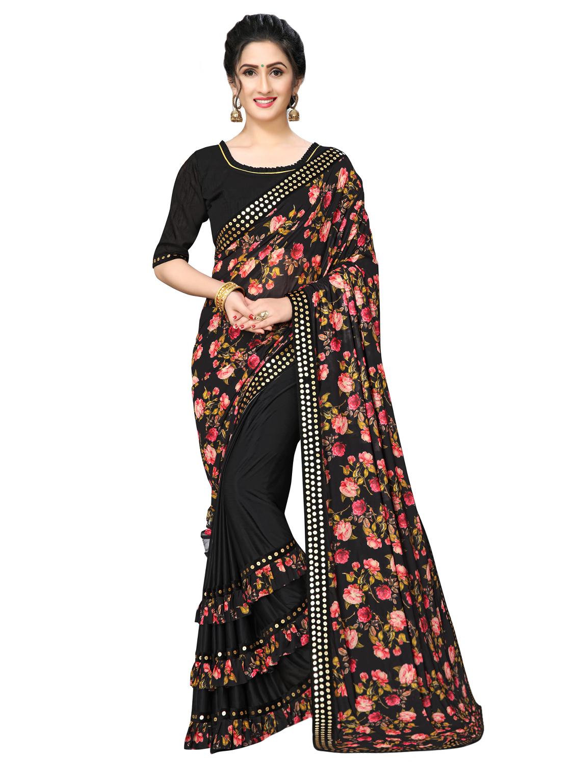 floral printed saree with blouse - 16817700 - Zoom Image - 1