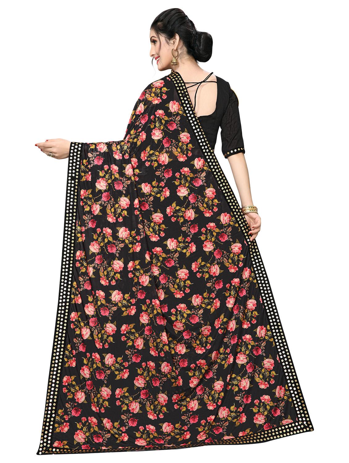 floral printed saree with blouse - 16817700 - Zoom Image - 2