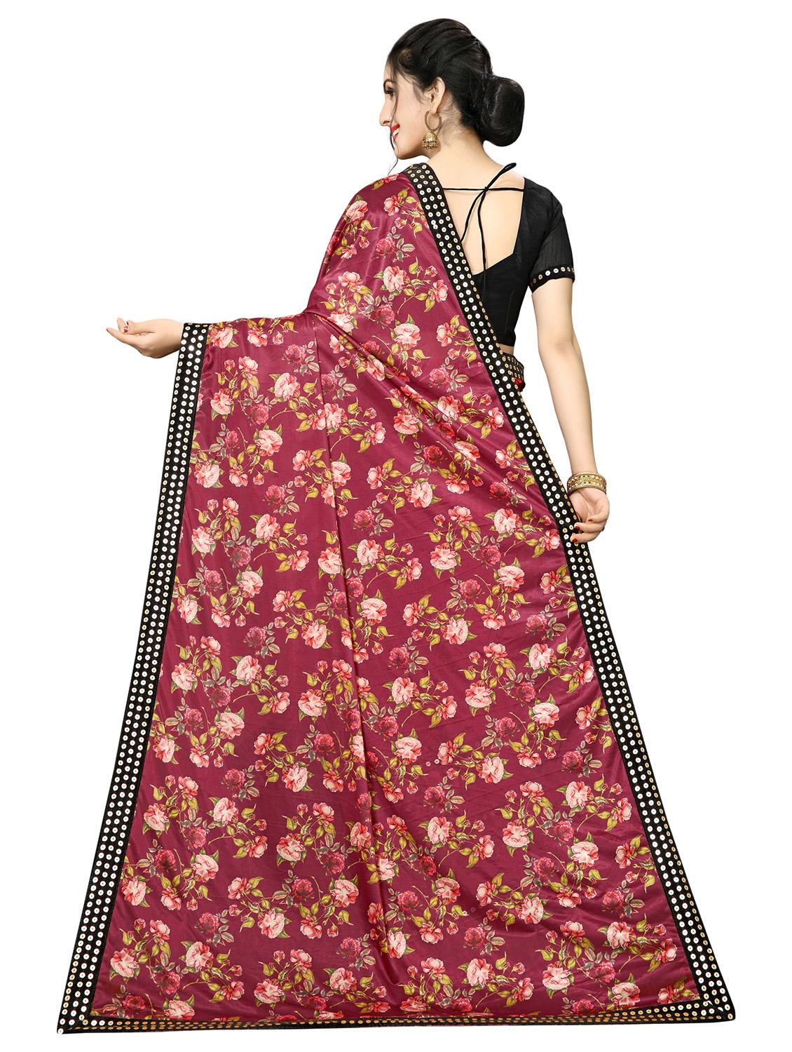 floral printed saree with blouse - 16817703 - Zoom Image - 2