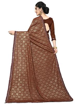 foil printed saree with blouse - 16817705 - Standard Image - 2