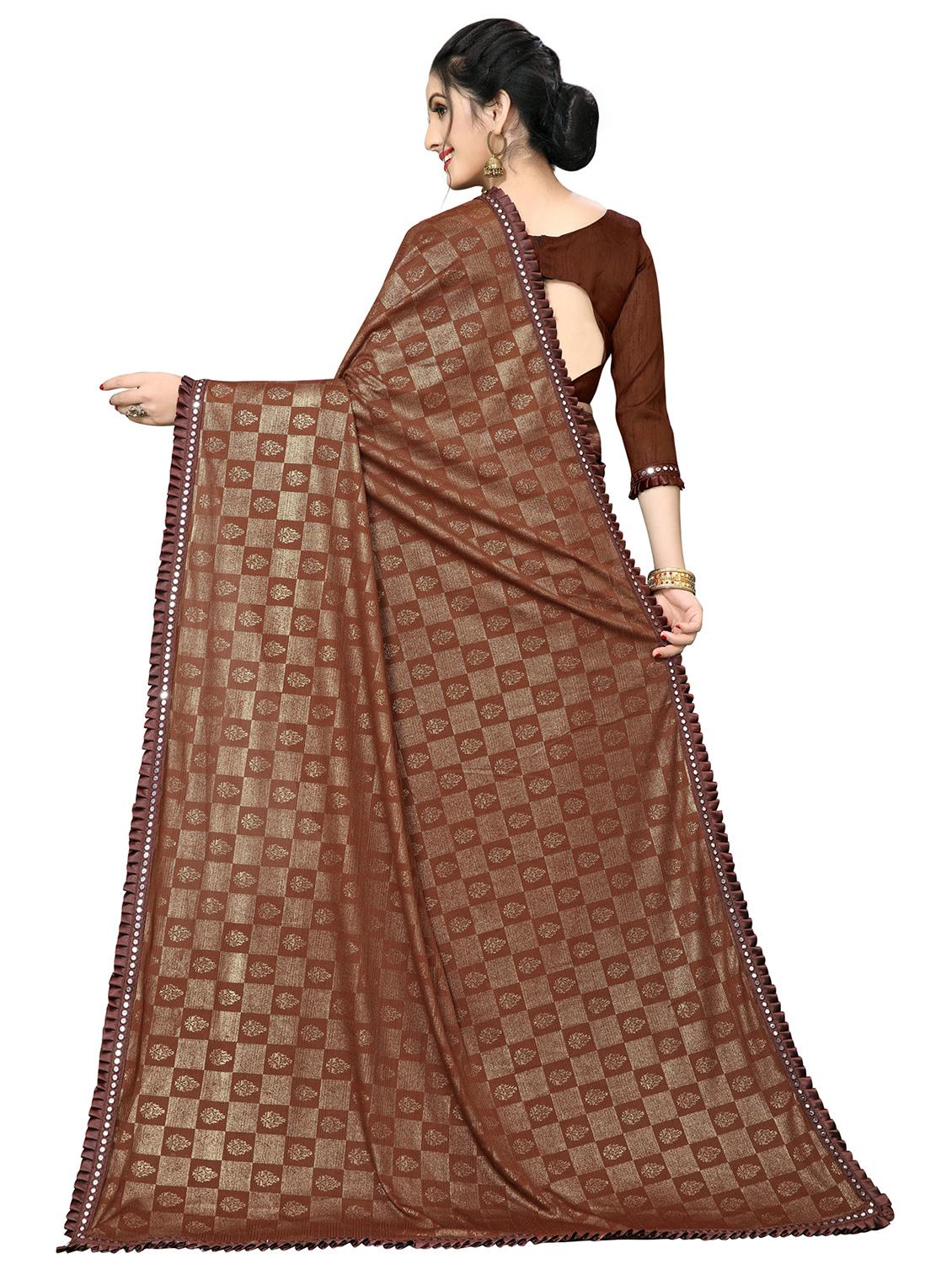 foil printed saree with blouse - 16817705 - Zoom Image - 2