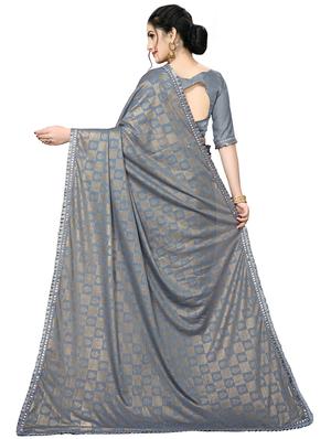 foil printed saree with blouse - 16817706 - Standard Image - 2