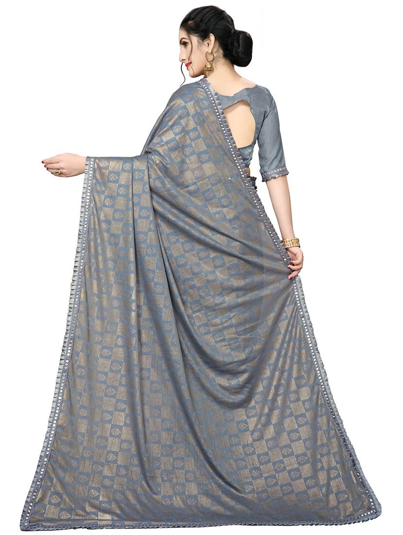 foil printed saree with blouse - 16817706 - Zoom Image - 2