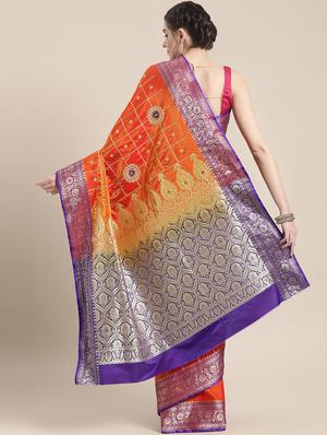 embroidered banarasi saree with blouse - 16817812 - Standard Image - 2