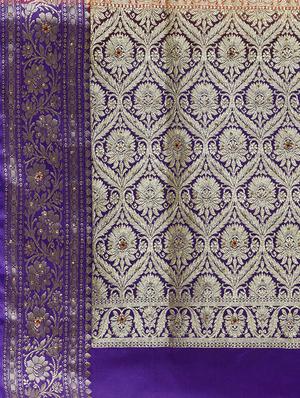 embroidered banarasi saree with blouse - 16817812 - Standard Image - 4