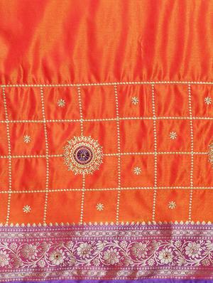 embroidered banarasi saree with blouse - 16817812 - Standard Image - 5