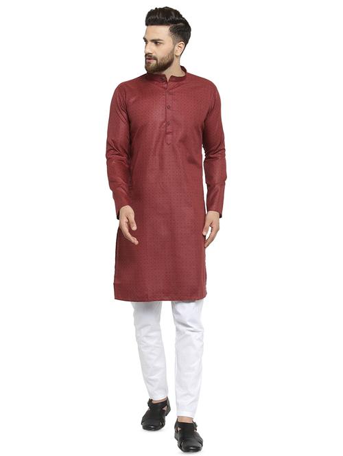 maroon printed kurta pyjama set - 16818540 - Standard Image - 1