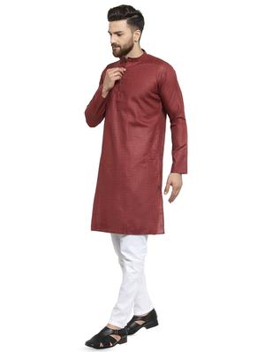 maroon printed kurta pyjama set - 16818540 - Standard Image - 2