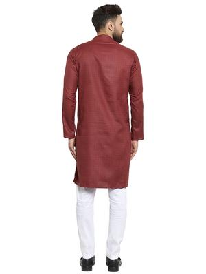 maroon printed kurta pyjama set - 16818540 - Standard Image - 3