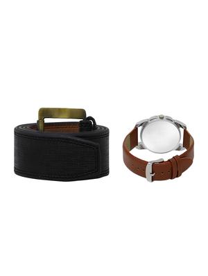 brown leatherette belt with watch - 16818908 - Standard Image - 2