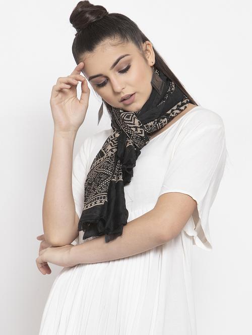 black cotton stole - 16820943 - Standard Image - 1