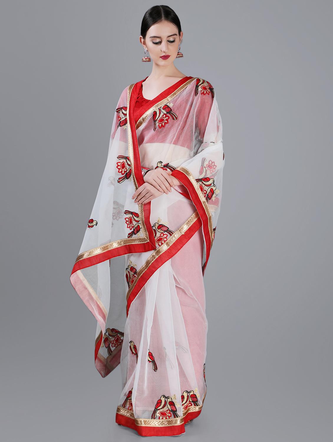 self design embroidered saree with blouse - 16820988 - Zoom Image - 1