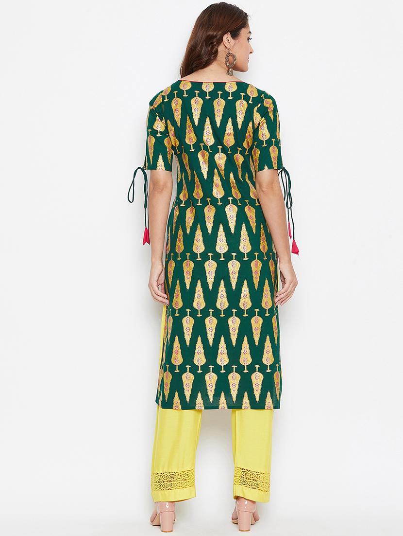 gold print straight kurta - 16821497 - Zoom Image - 3