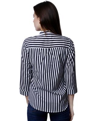 mandarin neck striped shirt - 16822169 - Standard Image - 3