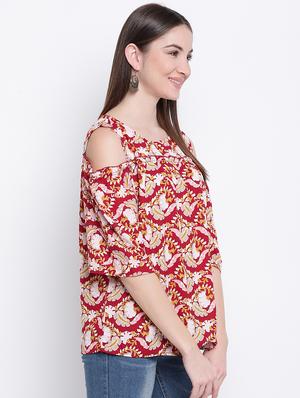 cold shoulder floral top - 16822265 - Standard Image - 2