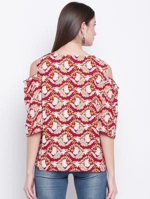 cold shoulder floral top - 16822265 - Standard Image - 3