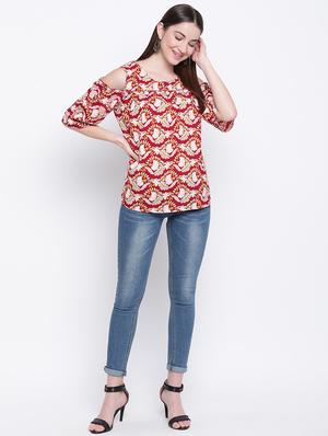 cold shoulder floral top - 16822265 - Standard Image - 4
