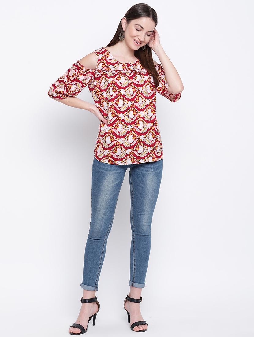 cold shoulder floral top - 16822265 - Zoom Image - 4
