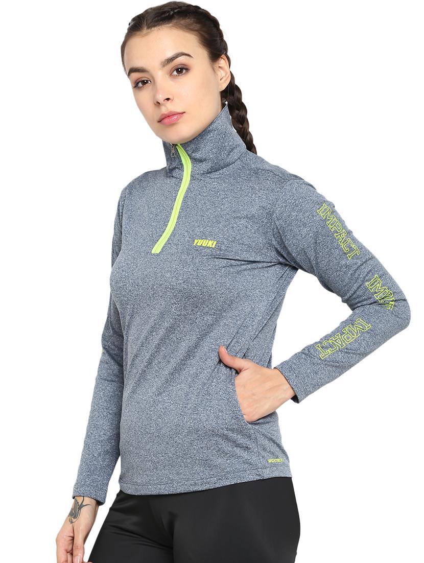 stand collar melange sweatshirt - 16822608 - Zoom Image - 2