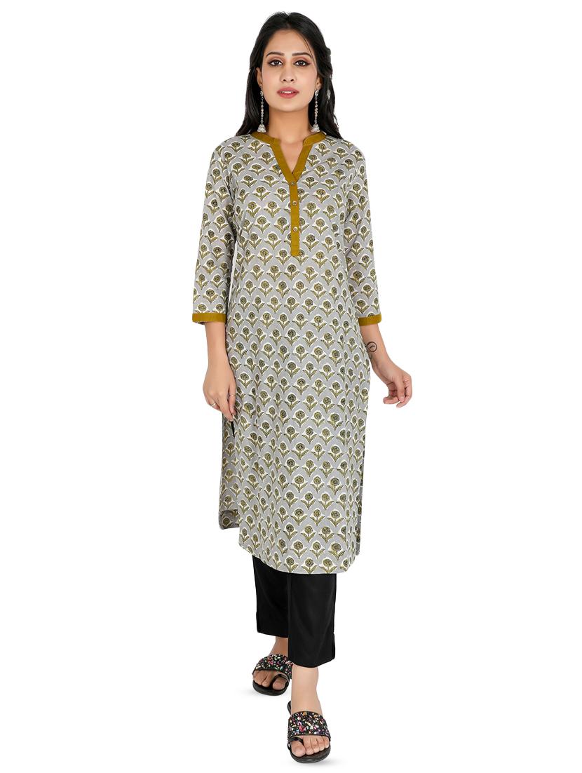 floral straight kurta - 16822751 - Zoom Image - 1