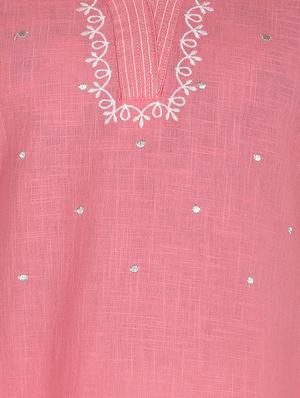 embroidered a-line kurta - 16822758 - Standard Image - 4