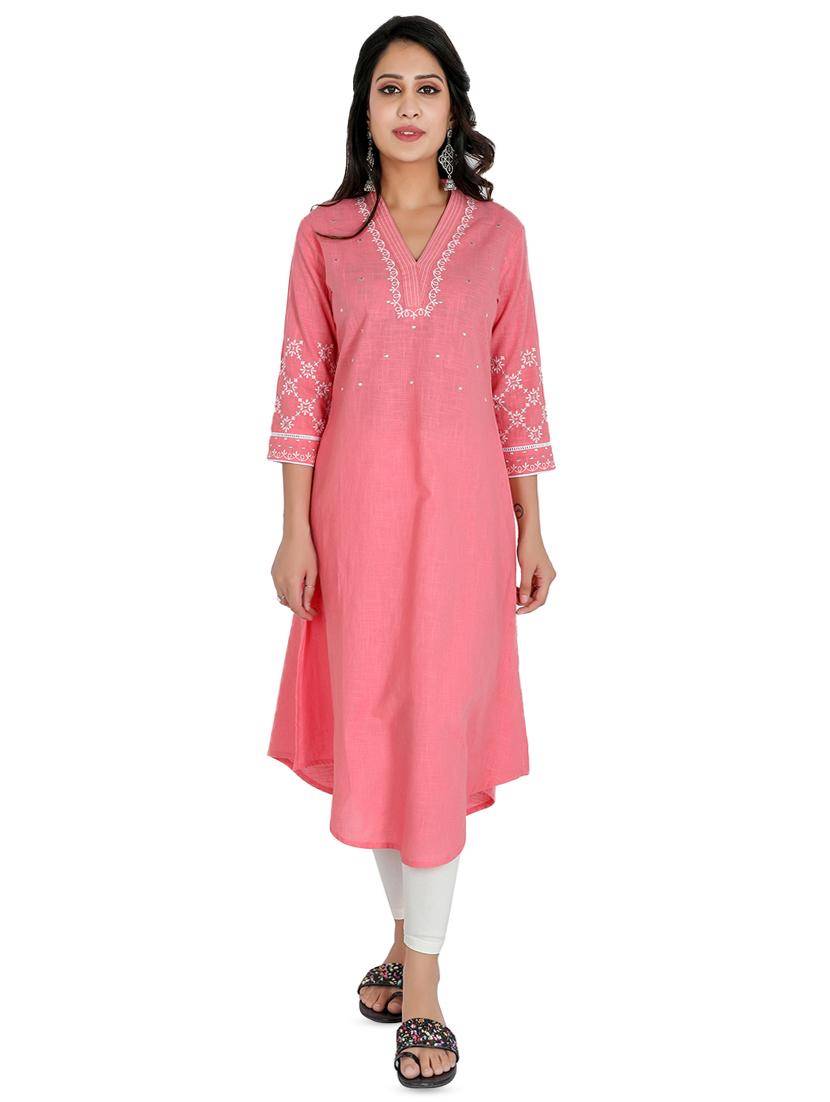 embroidered a-line kurta - 16822758 - Zoom Image - 1
