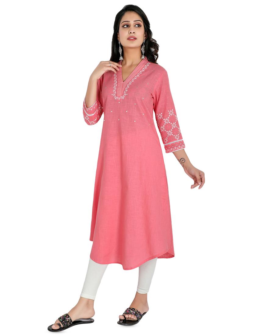 embroidered a-line kurta - 16822758 - Zoom Image - 2