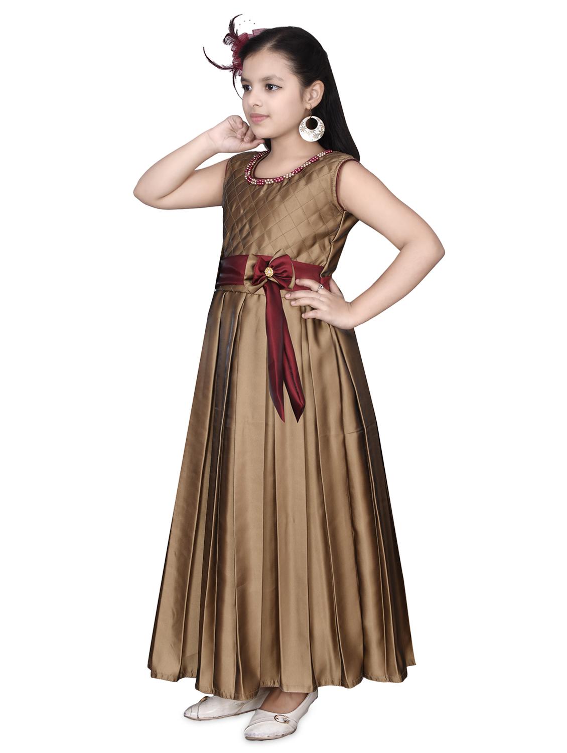 gold silk blend frock - 16822859 - Zoom Image - 2