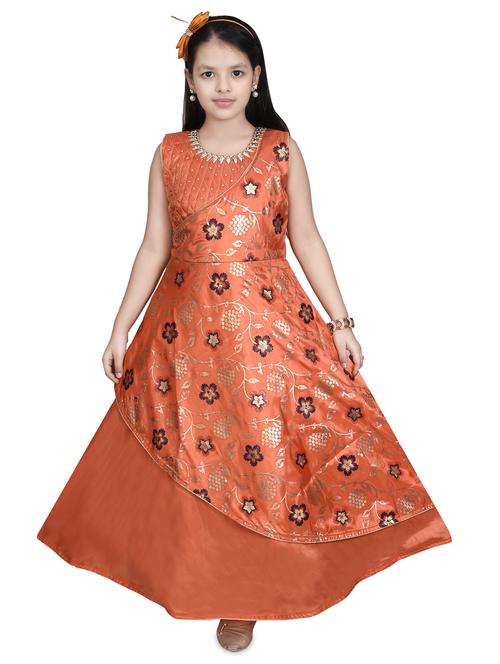 orange silk blend party gown - 16822868 - Standard Image - 1