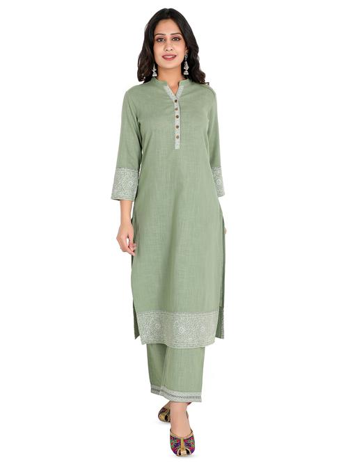 solid kurta palazzo set - 16822931 - Standard Image - 1