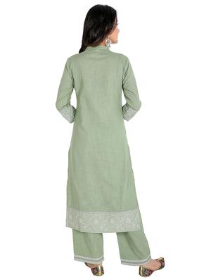 solid kurta palazzo set - 16822931 - Standard Image - 3