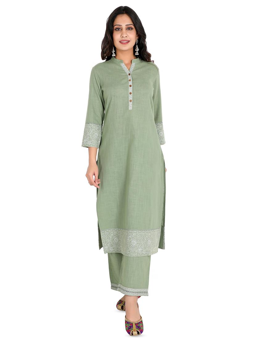 solid kurta palazzo set - 16822931 - Zoom Image - 1