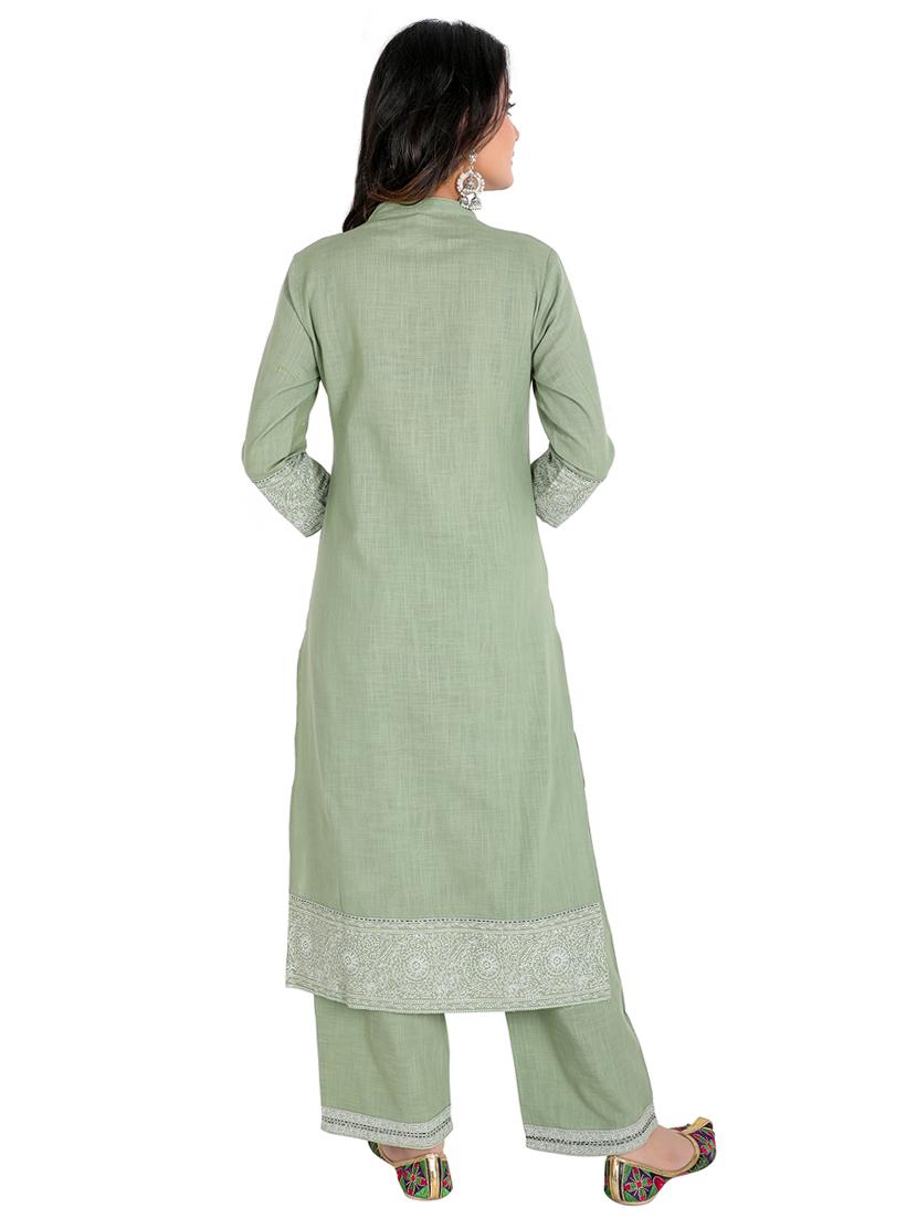 solid kurta palazzo set - 16822931 - Zoom Image - 3